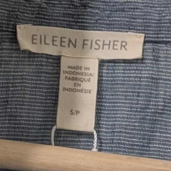NWT Eileen Fisher | Striped Organic Linen Crinkle Short-Sleeve Shirt - Picture 4 of 11